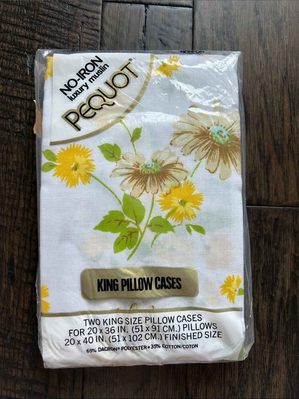 King Pillow Cases - White with Yellow Floral (Set of 2)